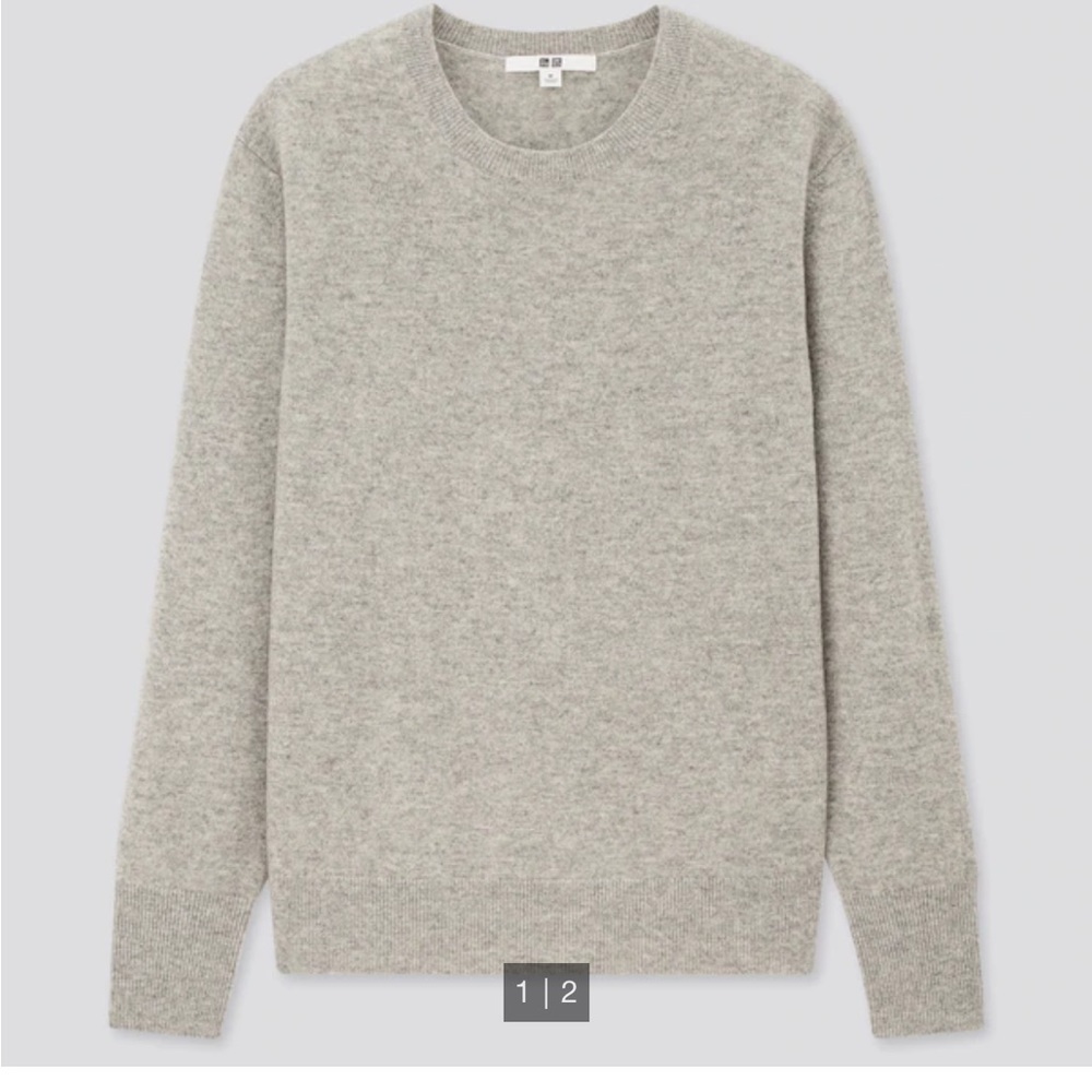 100% Cashmere crew neck sweater light grey